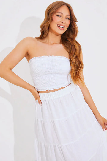 Bandeau Shirred Co-Ord Crop Top
